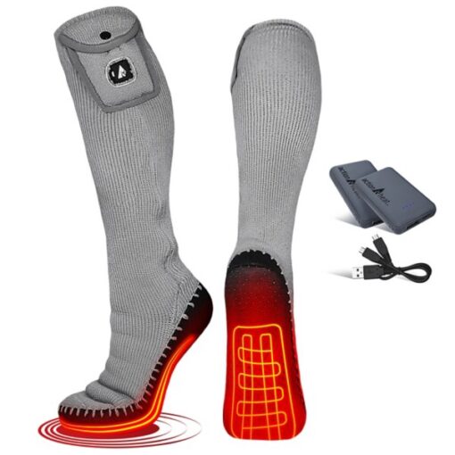 Adult ActionHeat 5V House Slipper Heated Knee High Winter Socks S/M Grey