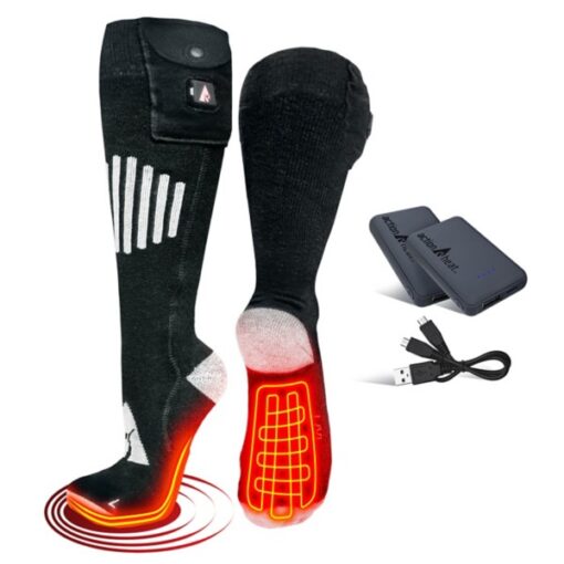 Adult ActionHeat Cotton 5V Battery Heated Knee High Winter Socks S/M Black