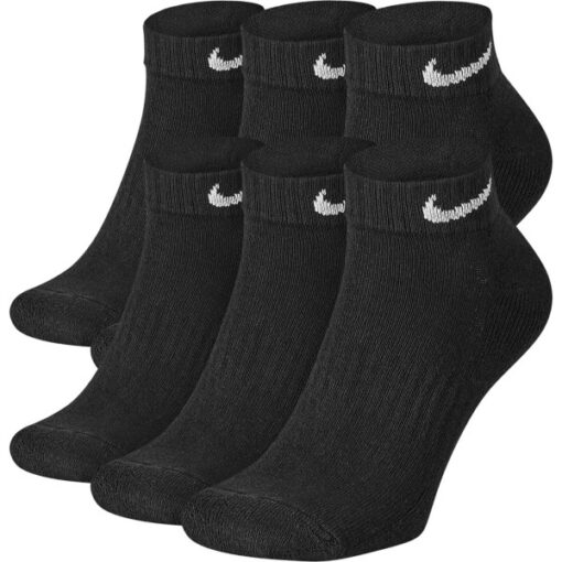 Adult Nike Everyday Cushioned 6 Pack Ankle Socks Large Black/White