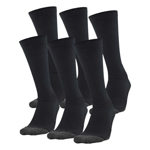 Adult Under Armour Performance Tech 6 Pack Crew Socks Medium Black/Grey