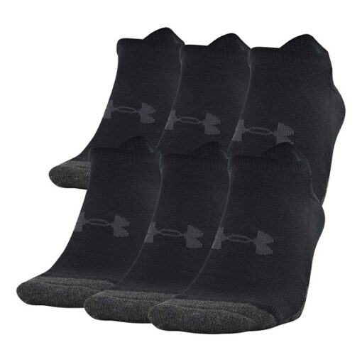 Adult Under Armour Performance Tech No Show 6 Pack Ankle Socks Medium Black/Grey