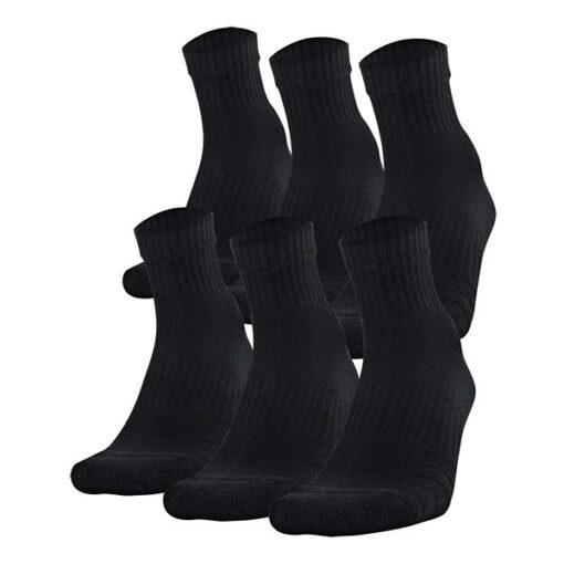 Adult Under Armour Training Cotton 6 Pack Quarter Socks Medium Black