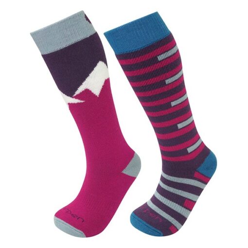 Girls' Lorpen Merino 2 Pack Knee High Skiing Socks Small Pink