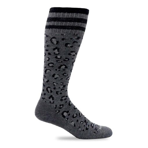 Women's Goodhew/Sockwell Leopard Compression Knee High Socks M/L Charcoal