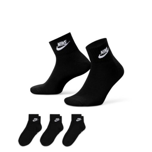 Adult Nike Everyday Essential 3 Pack Ankle Socks Medium Black/White