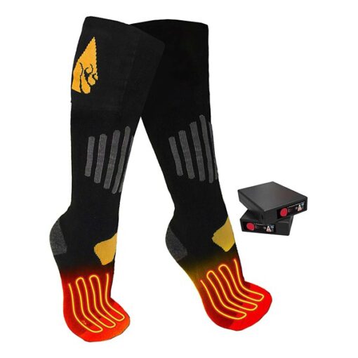 Adult ActionHeat Cotton 3.7V Rechargeable Heated Knee Knee High Socks S/M Black