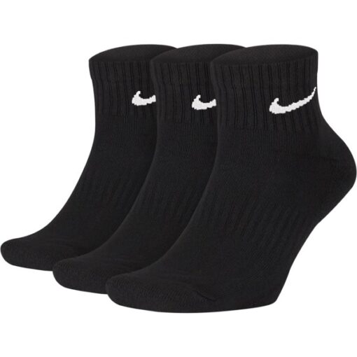 Adult Nike Everyday Cushioned 3 Pack Quarter Socks Small Black/White