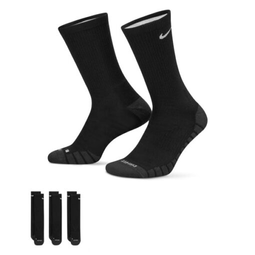 Adult Nike Everyday Max Cushioned Training 3 Pack Crew Socks Small Black/Anthracite/White