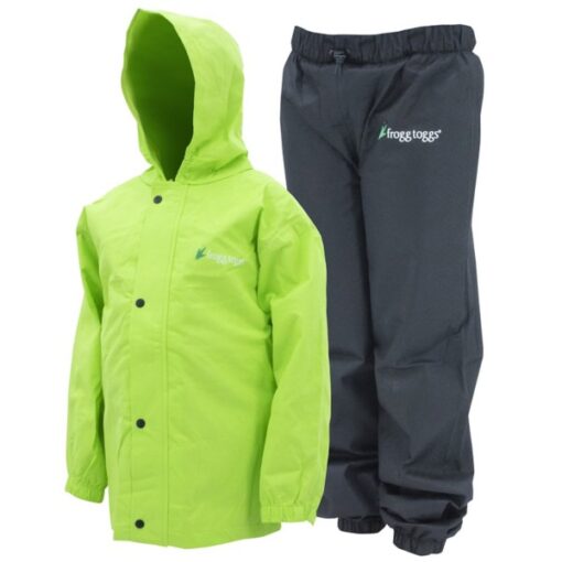 Frogg Toggs Polly Woggs Rain Suit Rain Jacket Youth Small Hi-Vis Lime Green Jacket / Black Pants