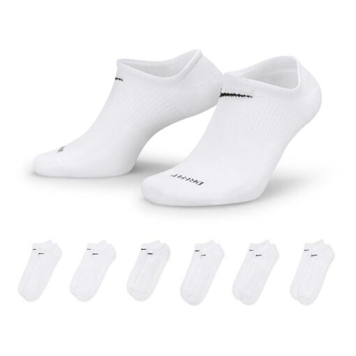 Adult Nike Everyday Lightweight 6 Pack No Show Socks Small White