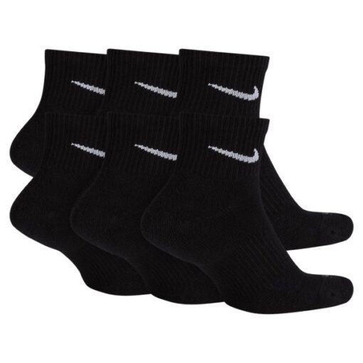 Adult Nike Everyday Plus Cushioned 6 Pack Quarter Socks XLarge Black/White