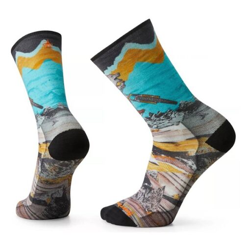 Adult Smartwool Zero Wolf Print Crew Cycling Socks Large Multi Color