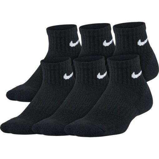 Kids' Nike Performance Cushioned Training 6 Pack Quarter Socks 3Y-5Y Black/White