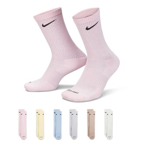 Adult Nike Everyday Plus Cushioned Training 6 Pack Crew Socks Small Light Tone