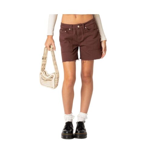 Boyfriend denim carpenter shorts - Brown