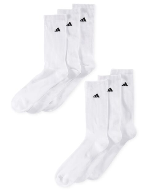 adidas Men's Cushioned Crew Extended Size Socks, 6-Pack - White