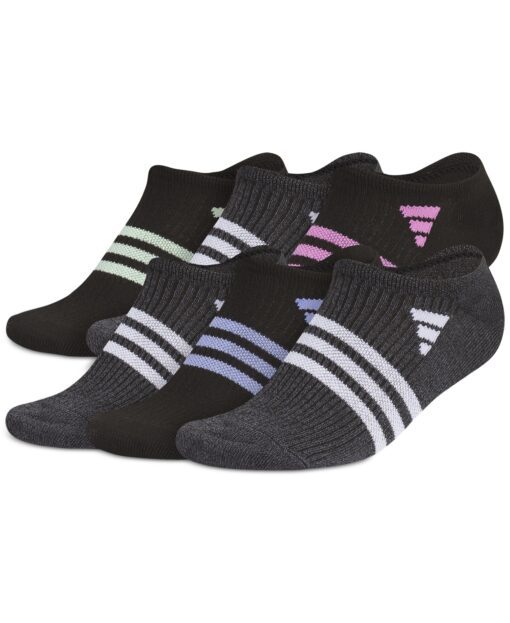 adidas Women's 6-Pk. Superlite 3.0 No Show Socks - Black/SolarBlue/Onix Grey