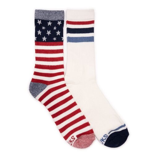 Adult Muk Luks 2 Pack Crew Socks One Size Retro Americana