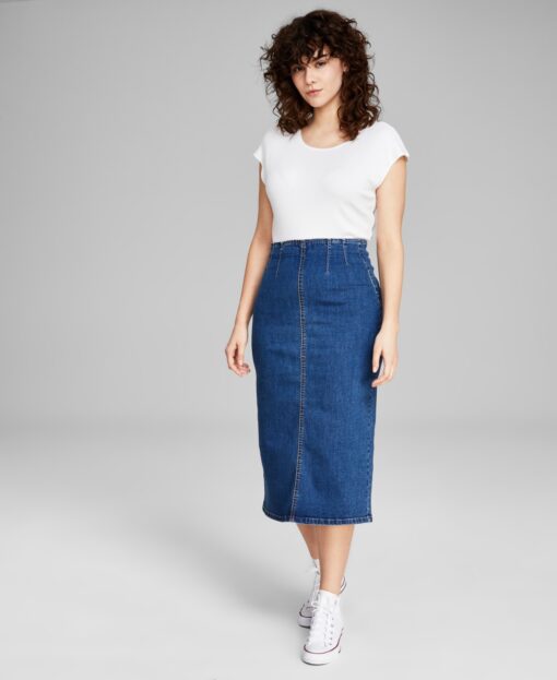And Now This Women's High-Waist Denim Midi Skirt, Created for Macy's - Alexiou