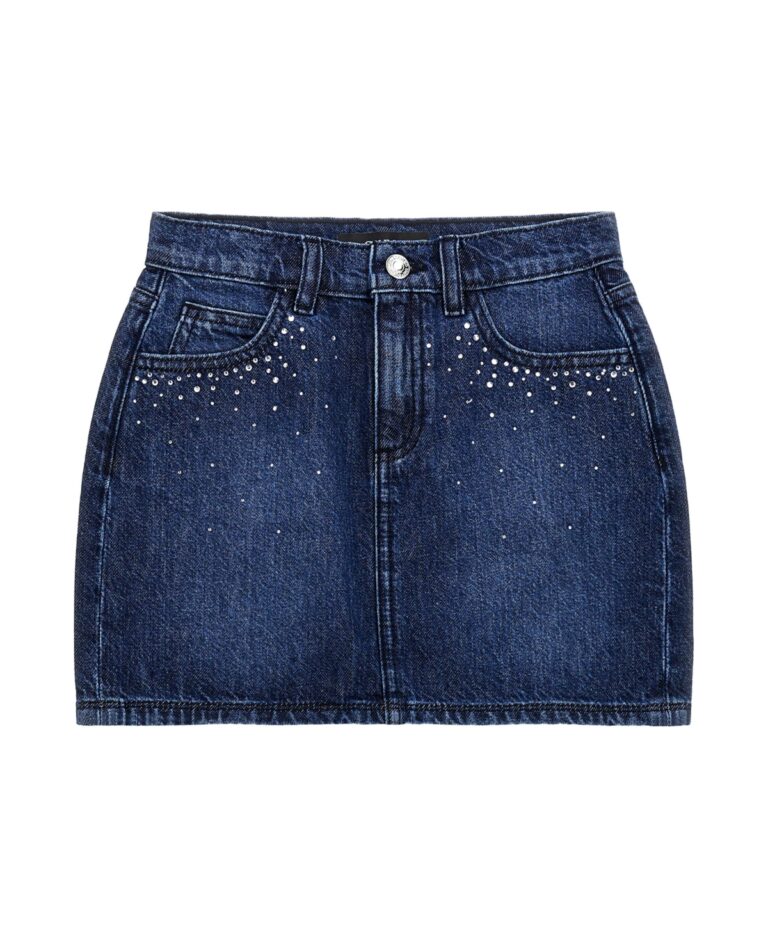 Guess Big Girls 5 Pocket Denim Skirt with Rhinestones – Blue