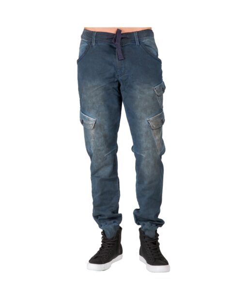 Men's Premium Knit Denim Jogger Jeans with Cargo Pockets - Tainted indigo