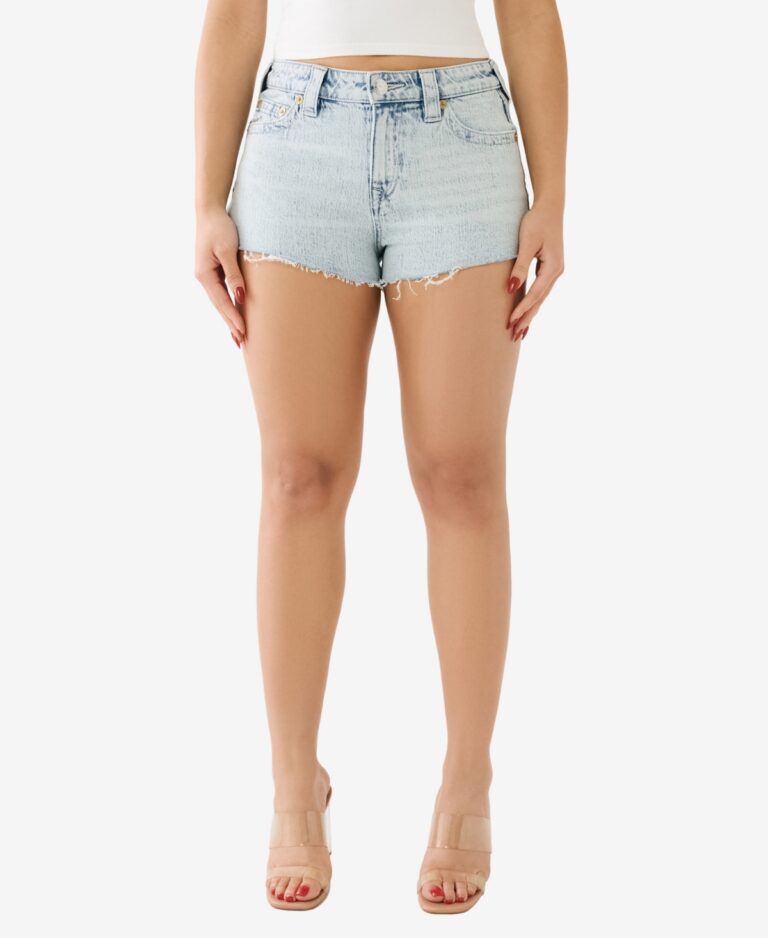 True Religion Women’s Hip Cutout Summer Denim Shorts – Medium Wash