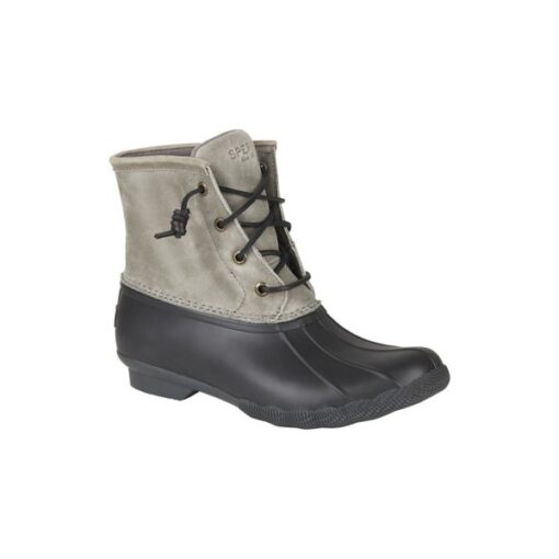 Women's Sperry Saltwater Waterproof Rain Boots 6 Black/Grey