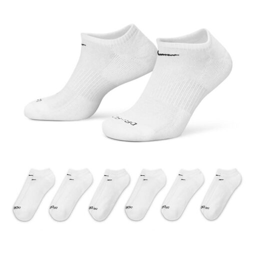 Adult Nike Everyday Plus Cushioned Training 6 Pack No Show Socks Small White