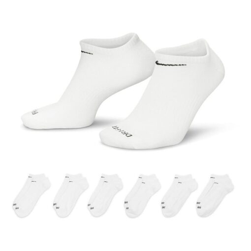 Adult Nike Everyday Plus Lightweight 6 Pack No Show Socks Large White