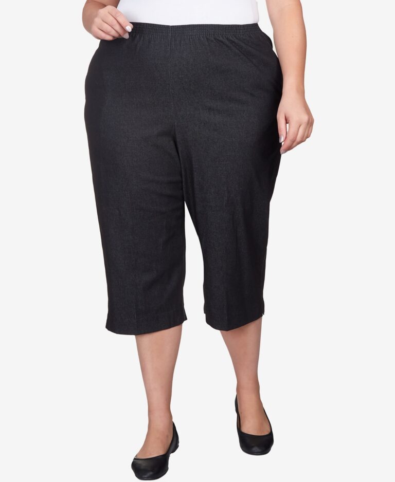 Alfred Dunner Plus Size Classic Relaxed Fit Denim Capri Pant – Black