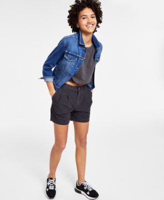 Calvin Klein Jeans Womens Denim Trucker Jacket Tee Cuffed Shorts