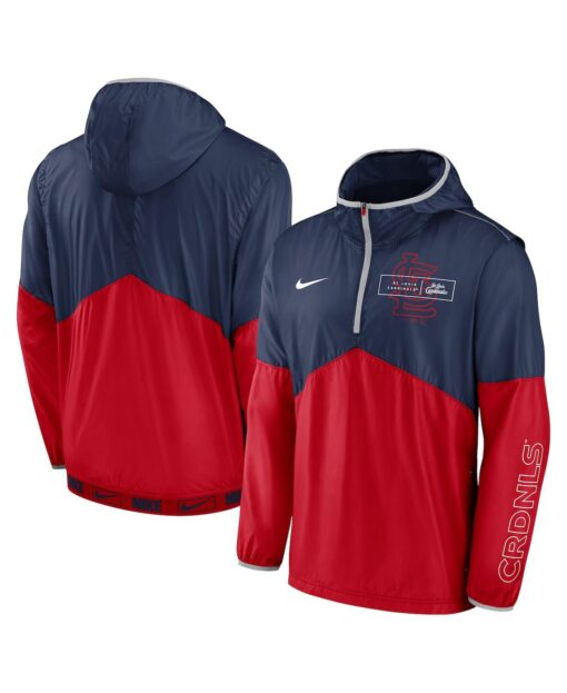 Men's Nike Navy and Red St. Louis Cardinals Overview Half-Zip Hoodie Jacket - Navy, Red