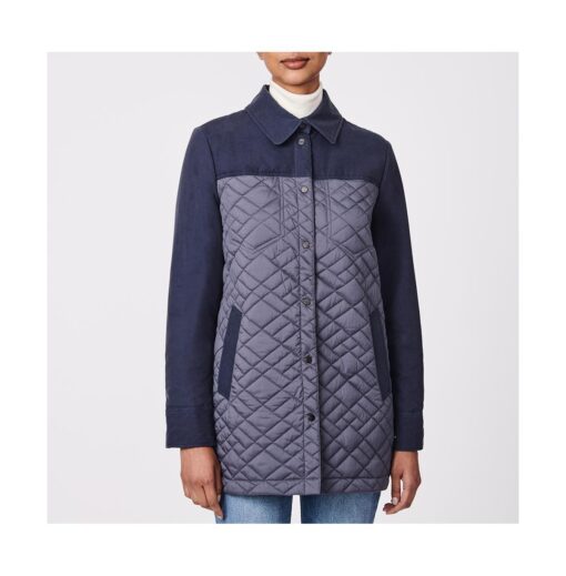 Quilted Combo Shacket - Gris/denim blue