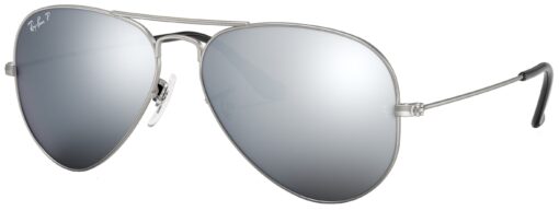 Ray-Ban Aviator Mirror Matte Silver Sunglasses - Polarized Grey Lens