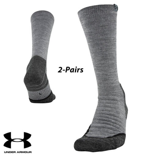 UA Socks: 2-PAIR All Season Wool Boot (L)- Pitch Black